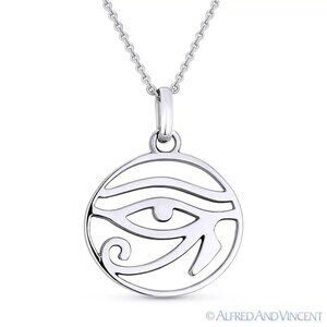 Eye of Horus Egyptian Luck Charm 25x18 (1"x0.7") Pendant in .925 Sterling Silver